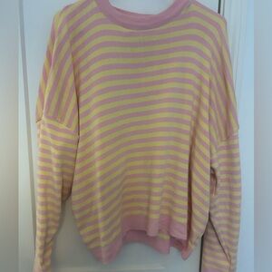 Knits By Dellie Pink and Yellow Striped Knit Sweater